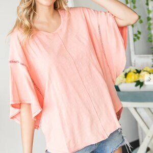 OH Oli and Hali MINERAL WASH RUFFLE SLEEVE TOP